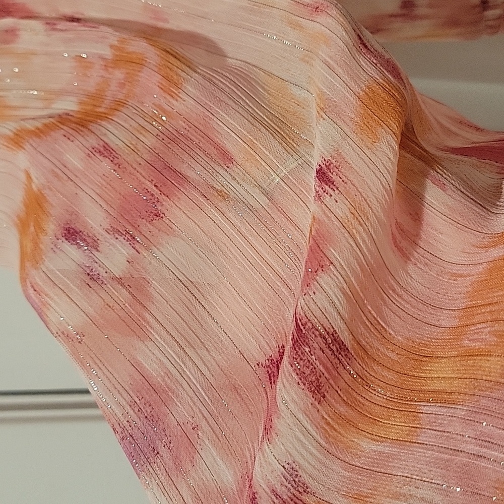 Aqua Pink and Orange Ruffled Tiered Long Sleeve Dress - Picture 10 of 10